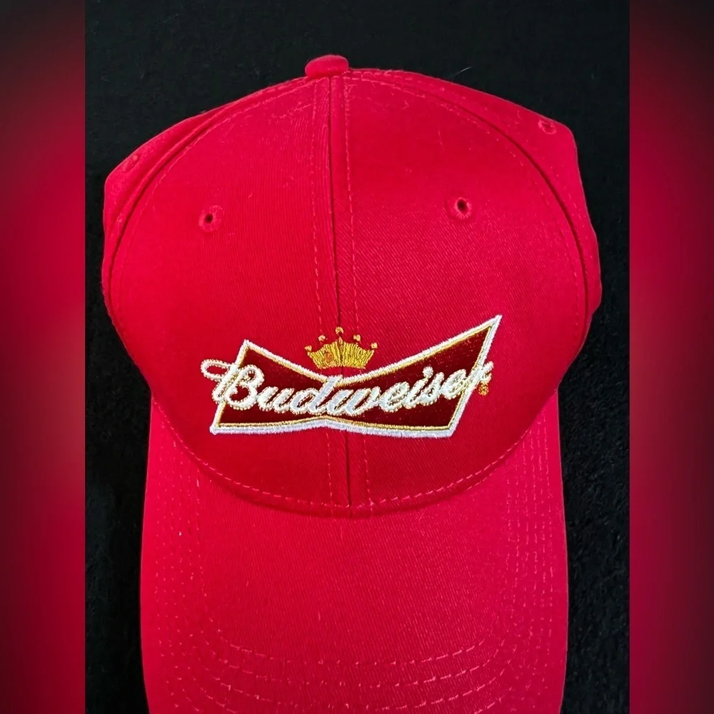 Budweiser Beer Logo Red Snapback Hat Baseball Cap Cotton Adjustable Never Worn